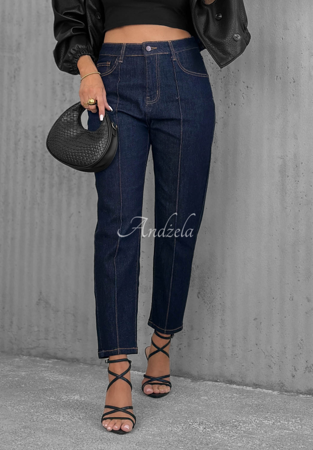 Mom-Jeans mit Ziern&auml;hten Busy Today Dunkelblau