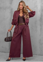 Set Jacke bomberka i Hose wide leg Iconic Style Burgunderrot