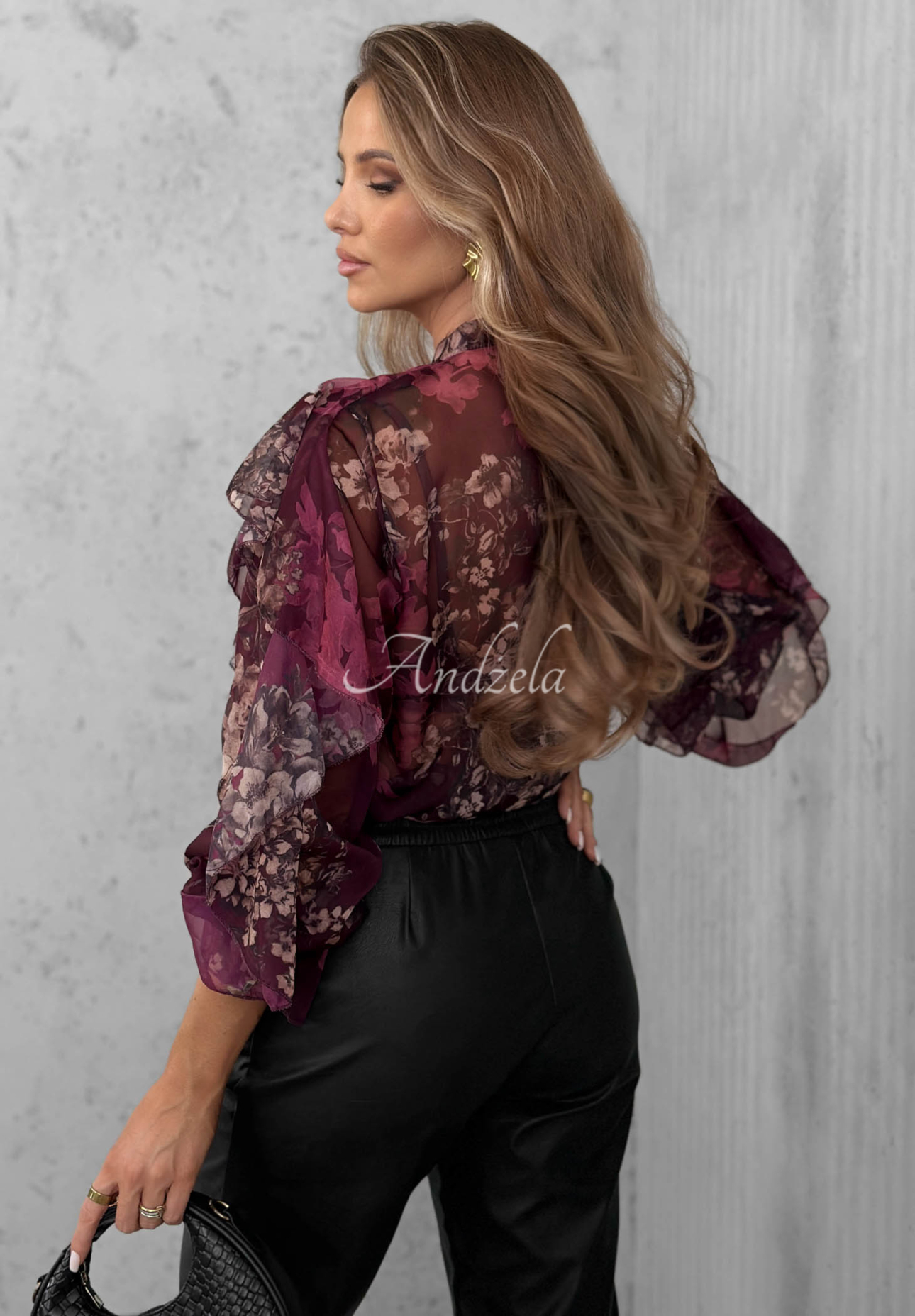 Hemd mit Blumenmuster und Rüschen Sweet Romance Beerenfarben