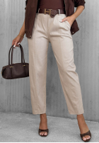 Hose mom fit z paskiem Still Morning Schokoladenbraun
