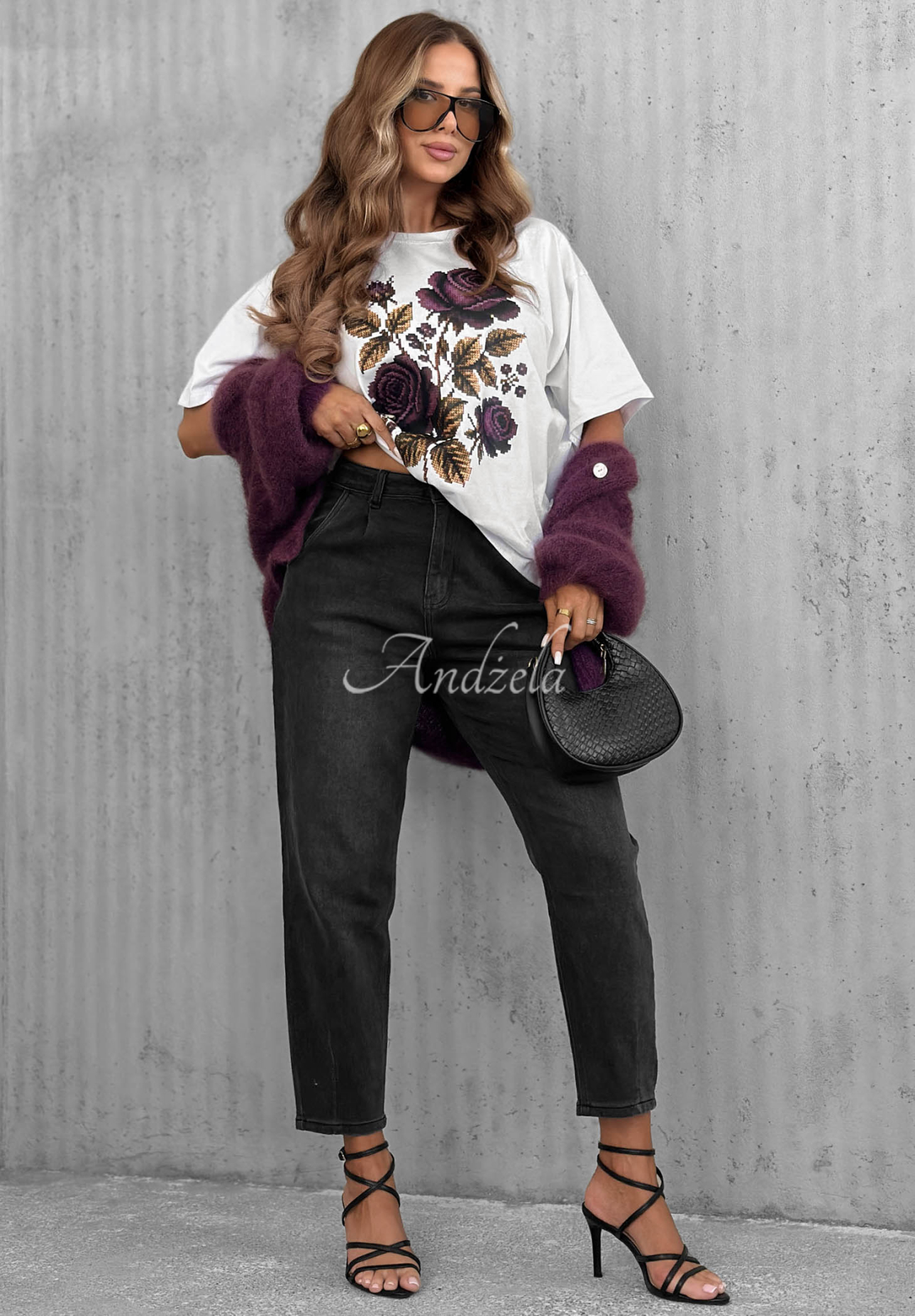 Baumwoll-T-Shirt mit Aufdruck Forgotten Roses Weiß