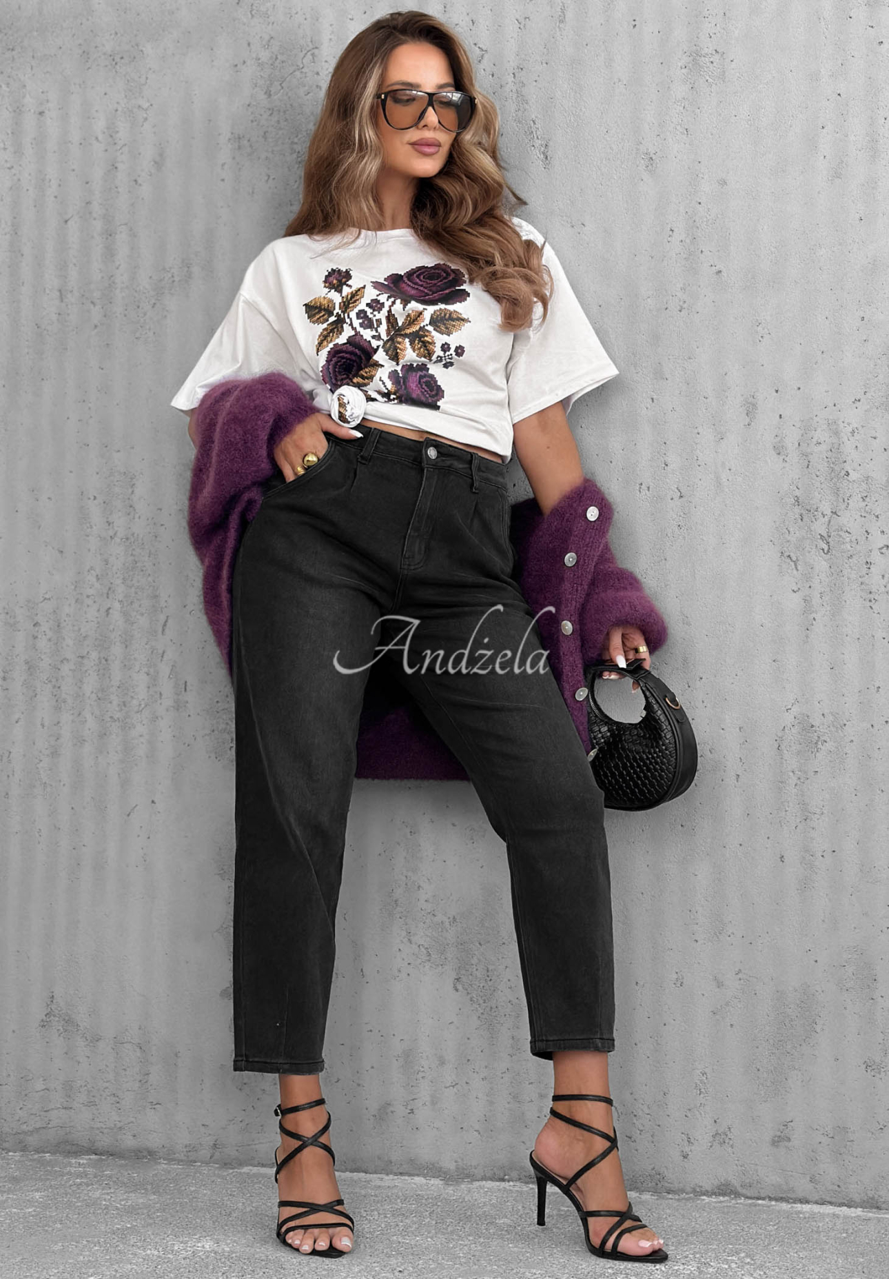 Baumwoll-T-Shirt mit Aufdruck Forgotten Roses Weiß