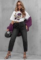 T-Shirt z nadrukiem Forgotten Roses Weiß