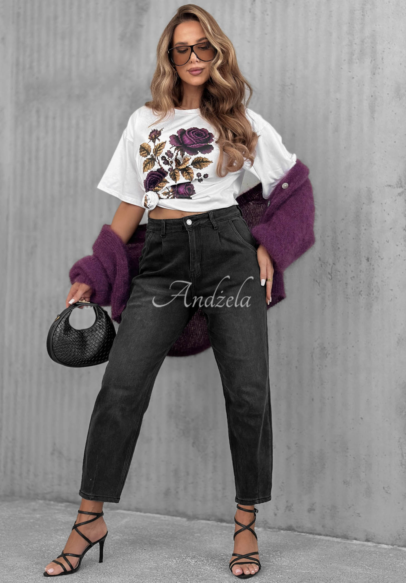Baumwoll-T-Shirt mit Aufdruck Forgotten Roses Weiß
