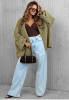 Pullover Cardigan oversize bez zapięcia Candle Nights Khaki