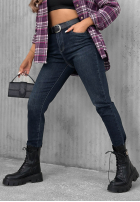 Hose Jeans mom fit z paskiem Something Better ciemnogranatowe