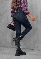 Hose Jeans mom fit z paskiem Something Better ciemnogranatowe