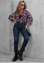 Hose Jeans mom fit z paskiem Something Better ciemnogranatowe