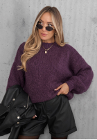 Pullover z bufiastymi rękawami Maybe Never Beerenfarben