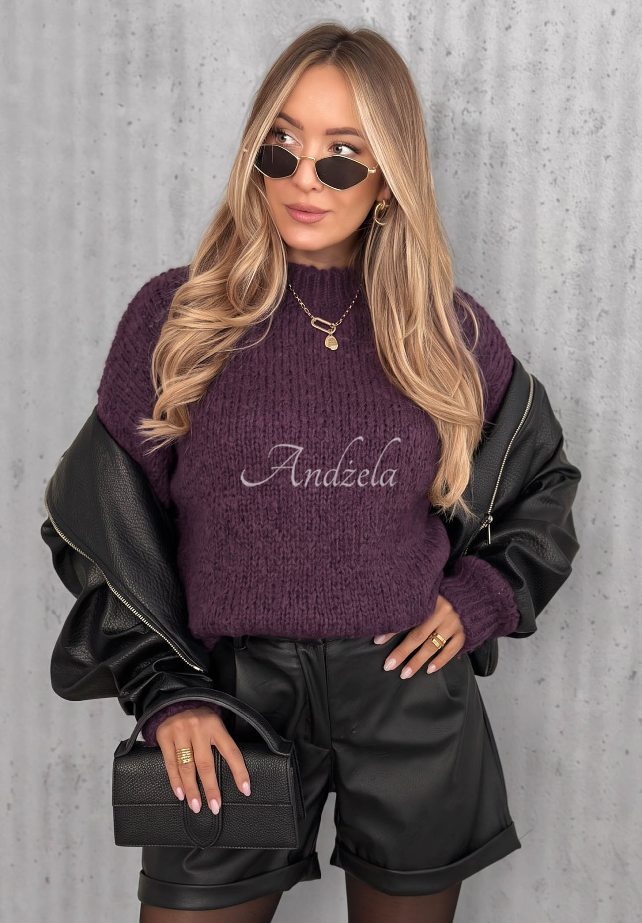 Pullover mit Puffärmeln Maybe Never Beerenfarben