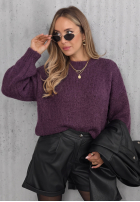 Pullover z bufiastymi rękawami Maybe Never Beerenfarben