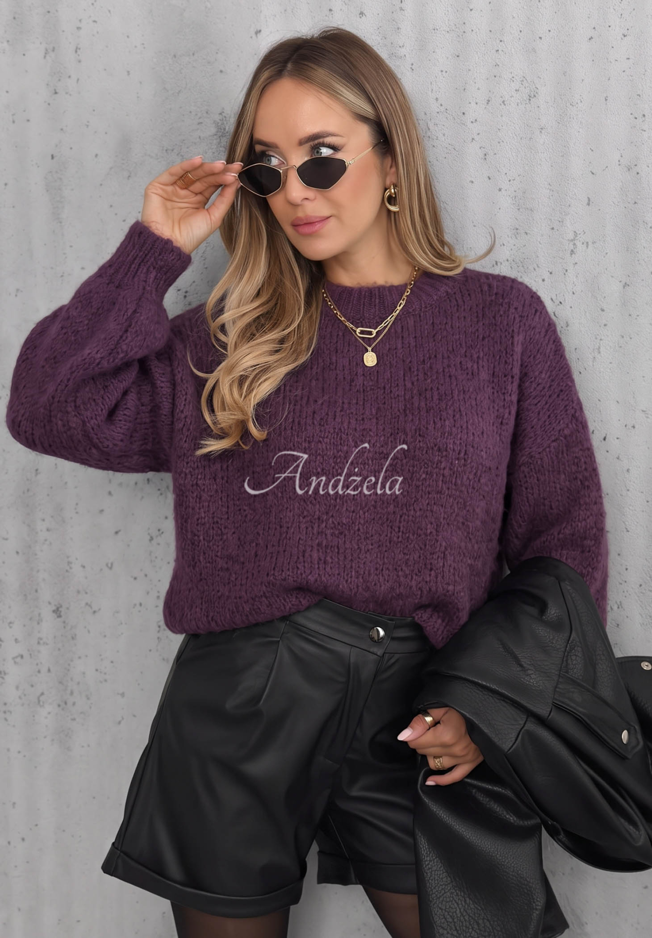 Pullover mit Puffärmeln Maybe Never Beerenfarben