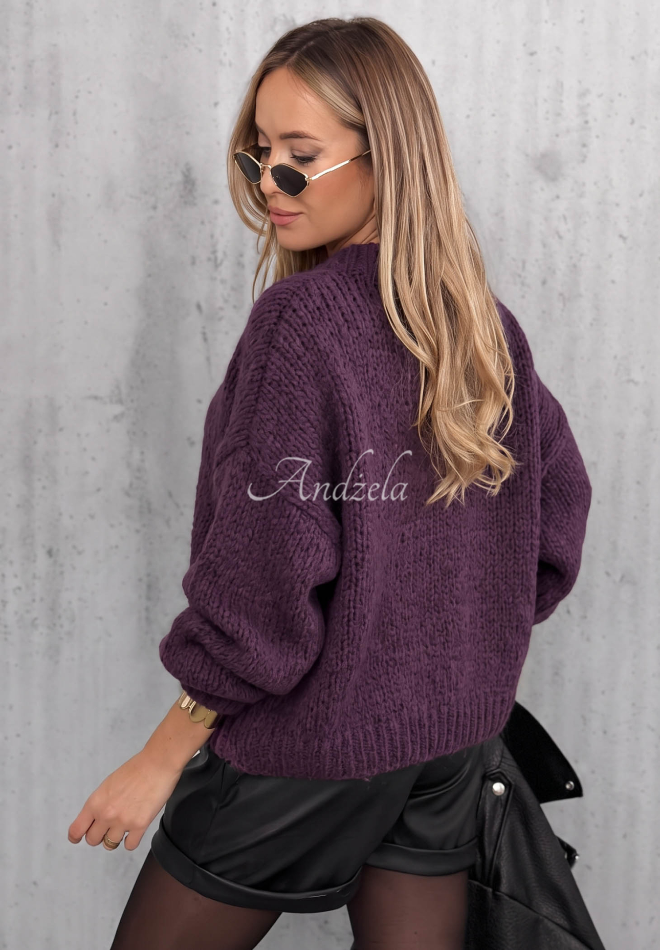 Pullover mit Puffärmeln Maybe Never Beerenfarben