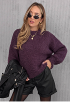 Pullover z bufiastymi rękawami Maybe Never Beerenfarben