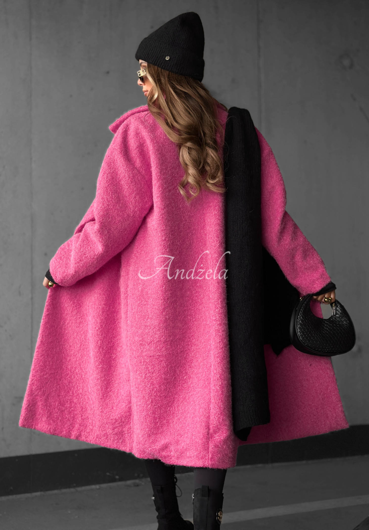 Langer Schaffellmantel mit Kragen Hazel Harmony Fuchsia