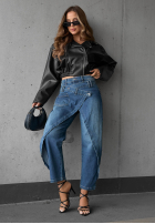 Hose Jeans wide leg z kopertowym przodem Morning Hush Blau