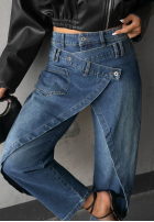 Hose Jeans wide leg z kopertowym przodem Morning Hush Blau