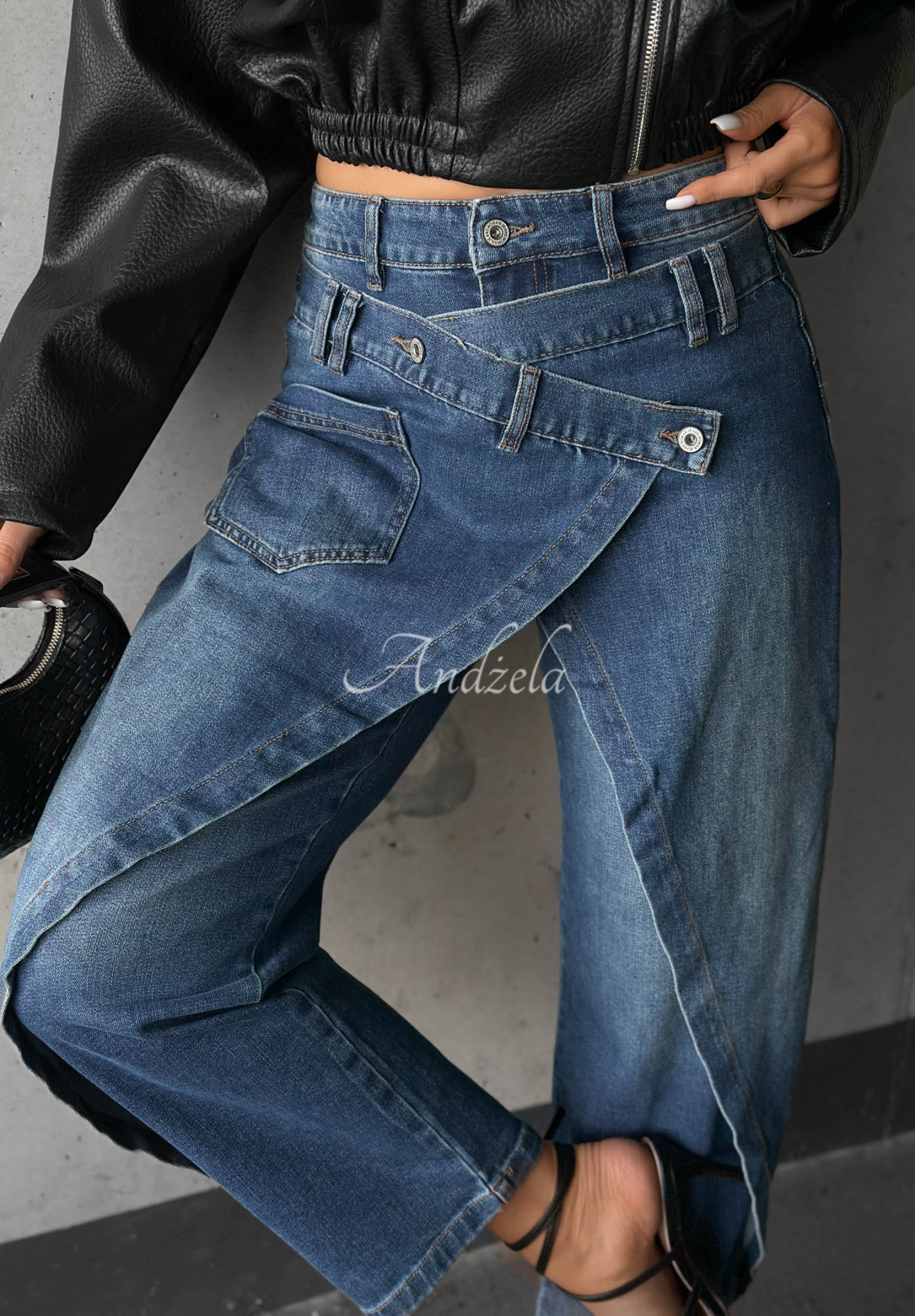 Jeans mit Umschlagfront Morning Hush Blau