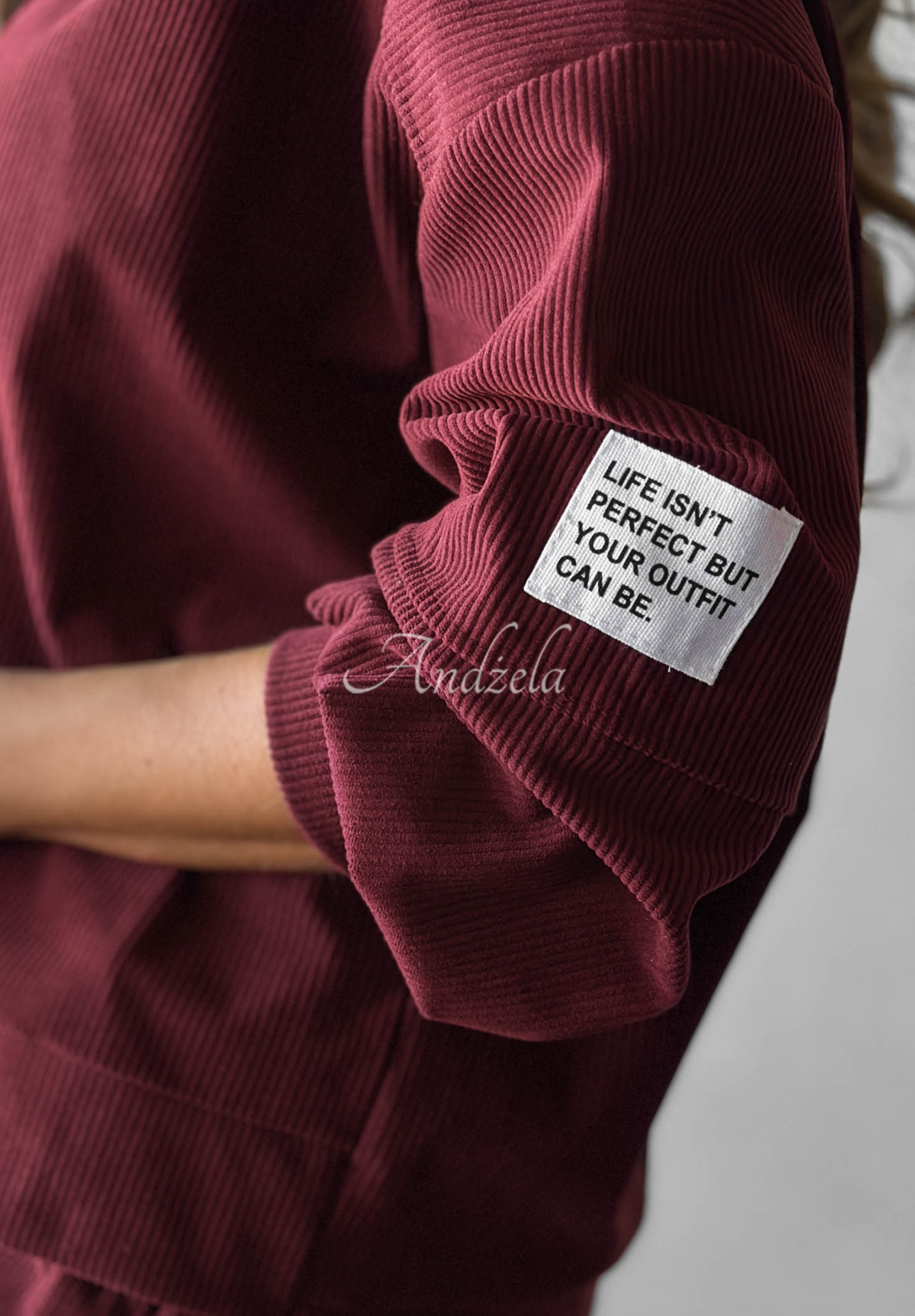 Trainingsanzug-Set aus Cord und Viskose Endless Comfort Burgunderrot