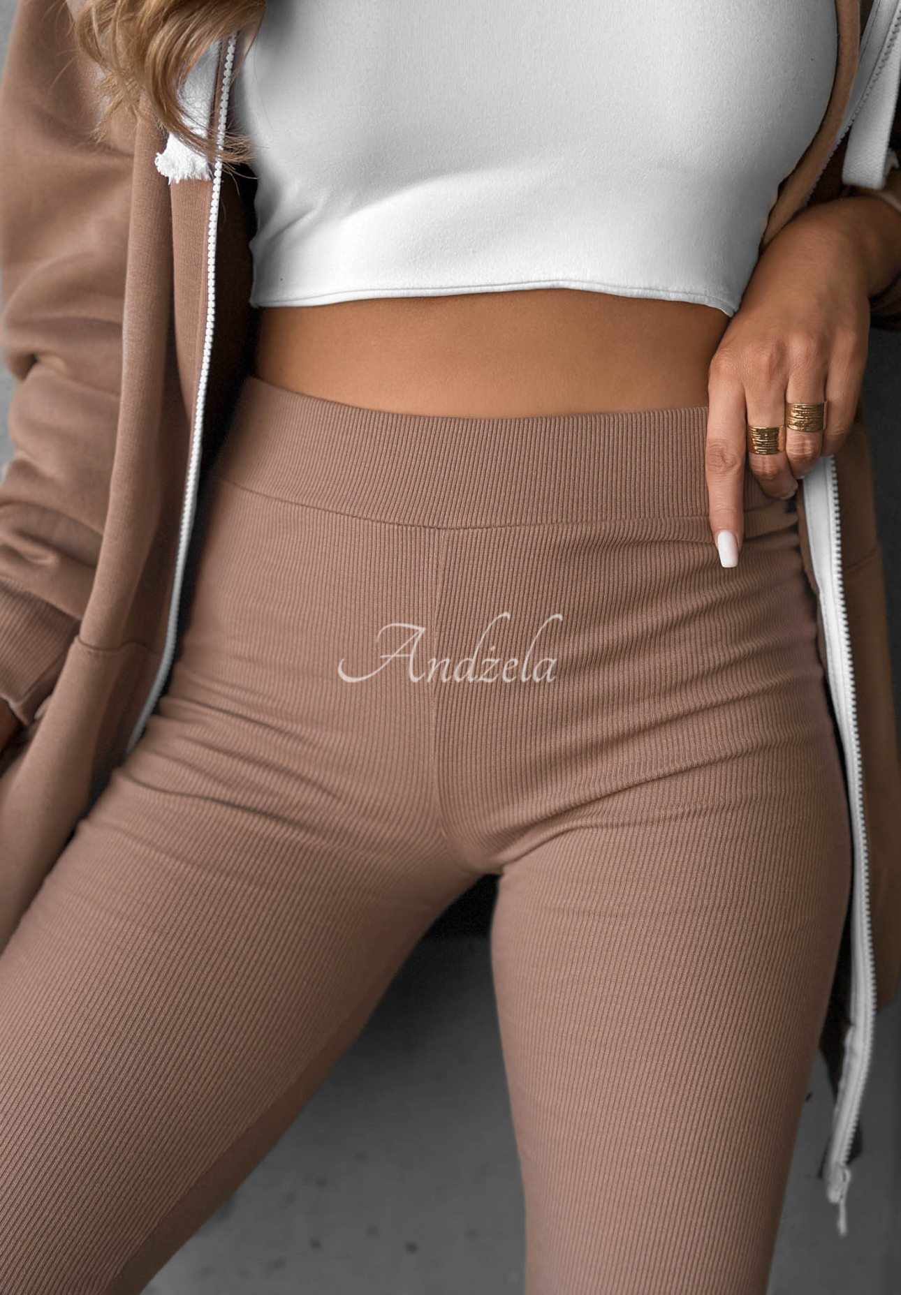Gerippte Leggings Siempre Mokkafarben