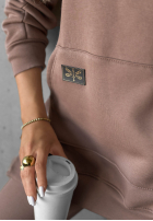 Sweatshirt z kieszenią i kapturem Siempre ciemnobeżowa