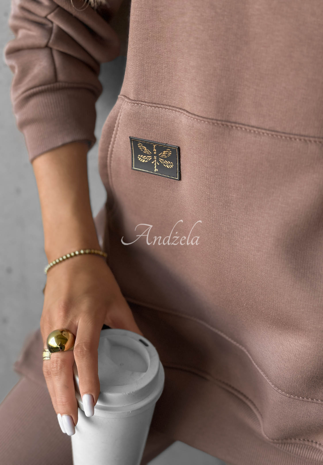 Sweatshirt mit Tasche und Kapuze Siempre Mokkafarben
