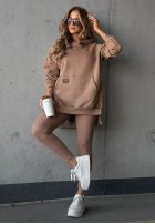 Sweatshirt z kieszenią i kapturem Siempre ciemnobeżowa