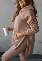 Sweatshirt z kieszenią i kapturem Siempre ciemnobeżowa