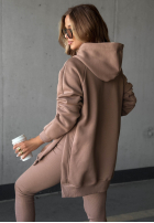 Sweatshirt z kieszenią i kapturem Siempre ciemnobeżowa