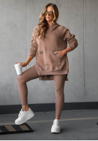 Sweatshirt z kieszenią i kapturem Siempre ciemnobeżowa