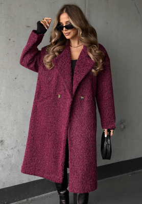 Langer Schaffellmantel mit Kragen Hazel Harmony Beerenfarben