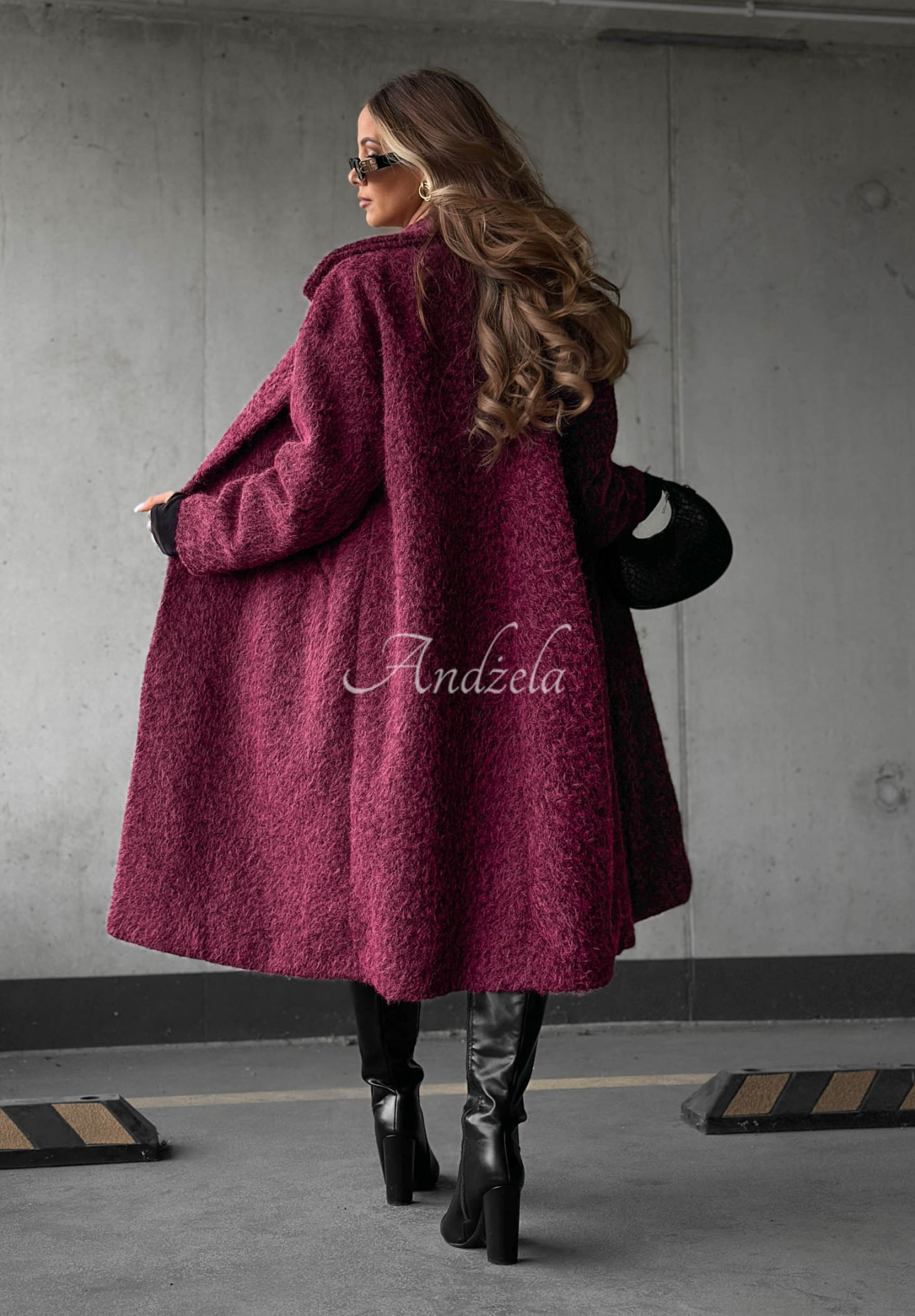 Langer Schaffellmantel mit Kragen Hazel Harmony Beerenfarben