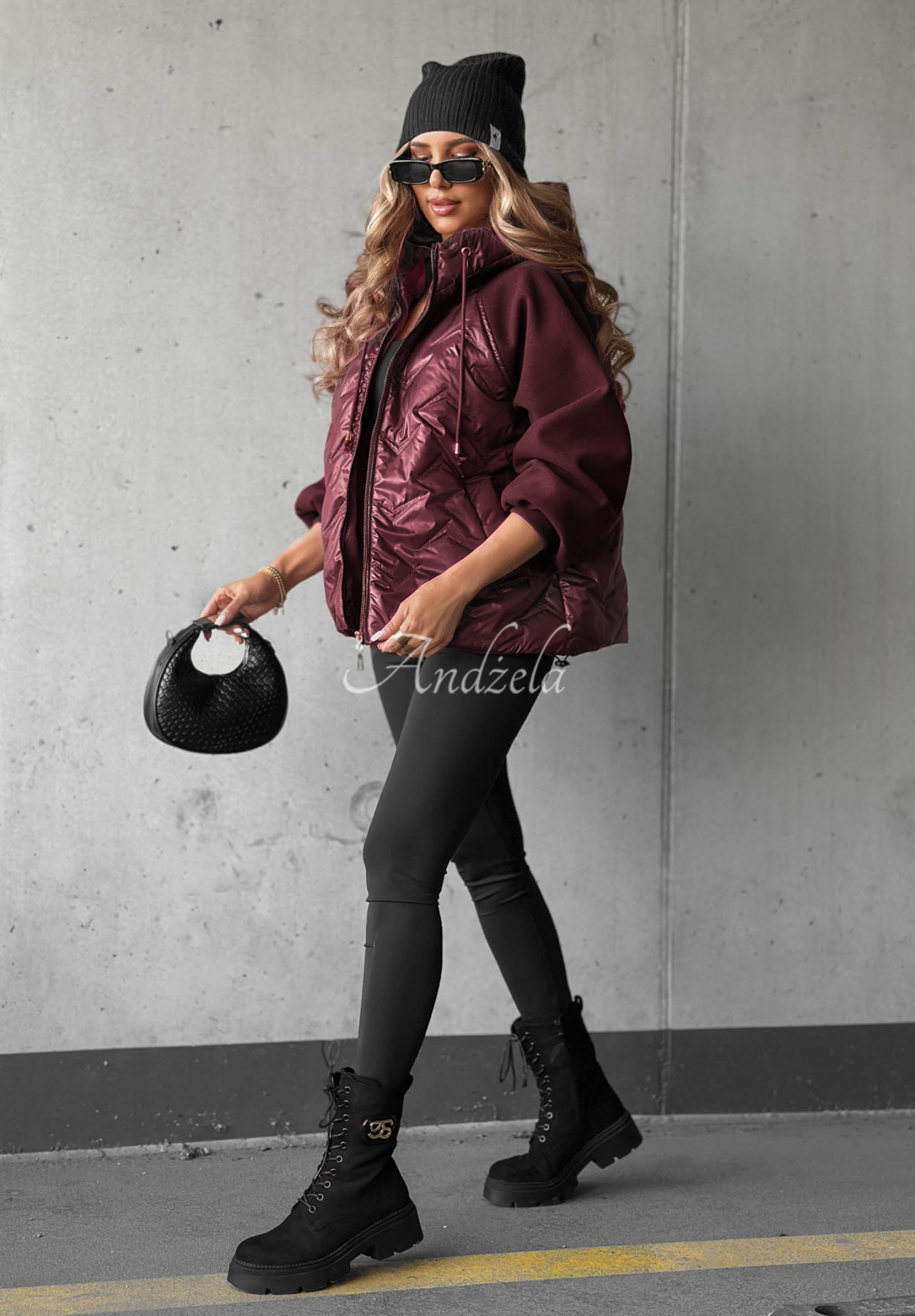 Steppjacke mit Kapuze Coffee Time Beerenfarben