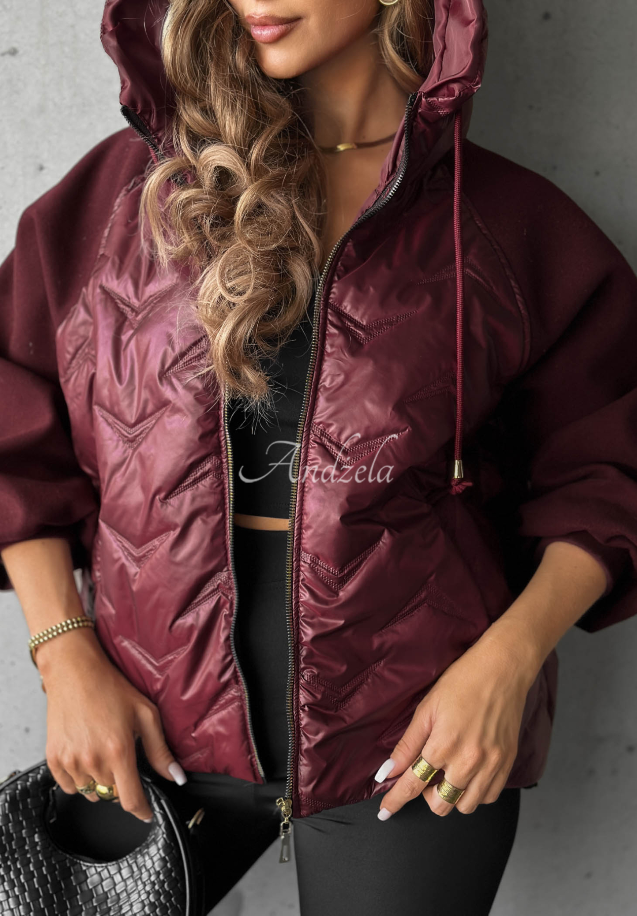 Steppjacke mit Kapuze Coffee Time Beerenfarben