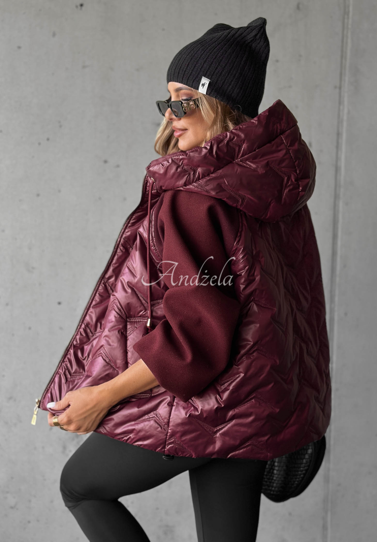 Steppjacke mit Kapuze Coffee Time Beerenfarben