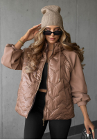 Pikowana Jacke z kapturem Coffee Time Schwarz