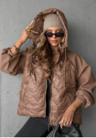 Pikowana Jacke z kapturem Coffee Time Schwarz