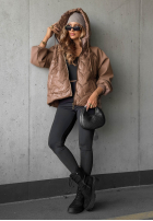 Pikowana Jacke z kapturem Coffee Time Schwarz
