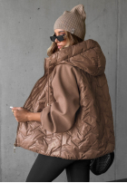 Pikowana Jacke z kapturem Coffee Time Schwarz