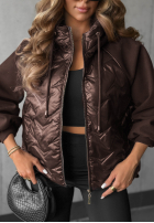 Pikowana Jacke z kapturem Coffee Time Schwarz