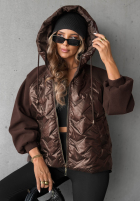 Pikowana Jacke z kapturem Coffee Time Schwarz