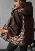 Pikowana Jacke z kapturem Coffee Time Schwarz