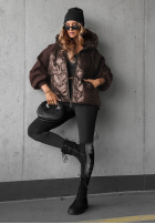 Pikowana Jacke z kapturem Coffee Time Schwarz
