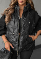 Pikowana Jacke z kapturem Coffee Time Schwarz