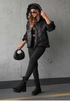 Pikowana Jacke z kapturem Coffee Time Schwarz
