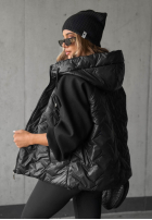 Pikowana Jacke z kapturem Coffee Time Schwarz
