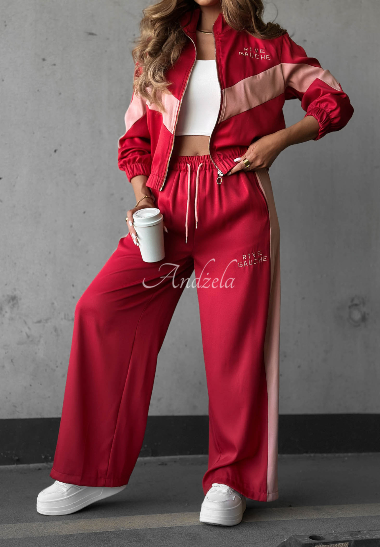 Baumwoll-Trainingsanzug-Set Rive Gauche rot-rosa