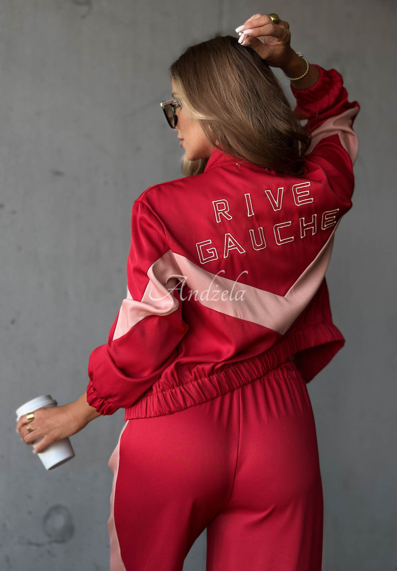 Baumwoll-Trainingsanzug-Set Rive Gauche rot-rosa