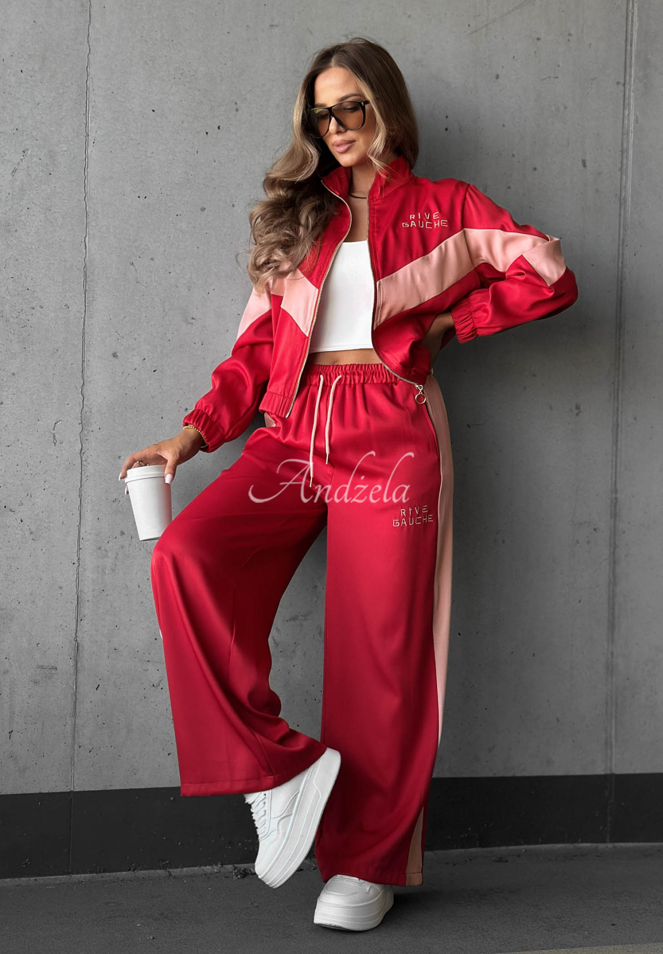 Baumwoll-Trainingsanzug-Set Rive Gauche rot-rosa