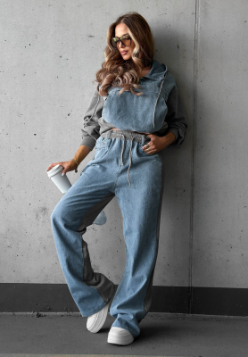 Trainingsanzug mit Denim-Einsätzen Never Forget Grau